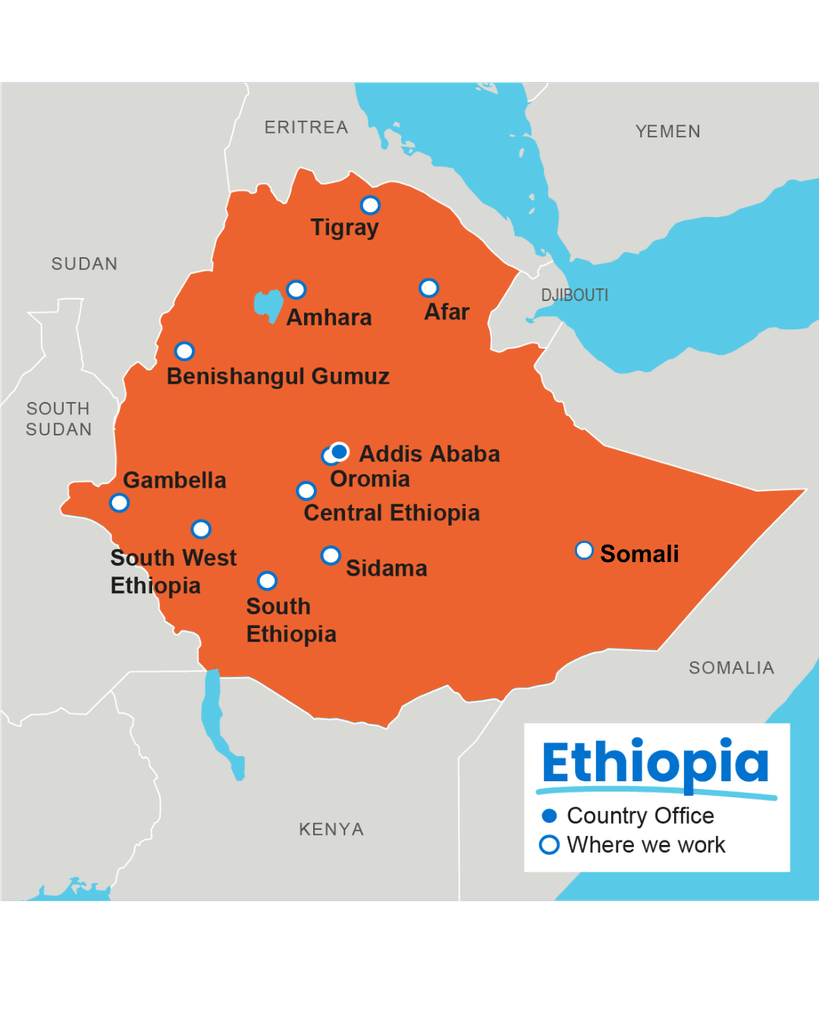 Chart, Plot, Map, where we work in Ethiopia